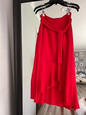 Ann Taylor Red High-Low Wrap Skirt
